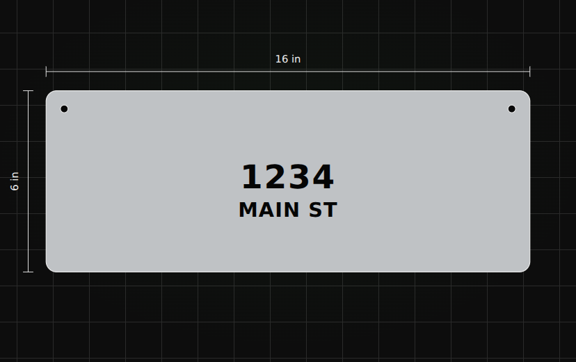 Address sign preview captured from KRC laser template builder